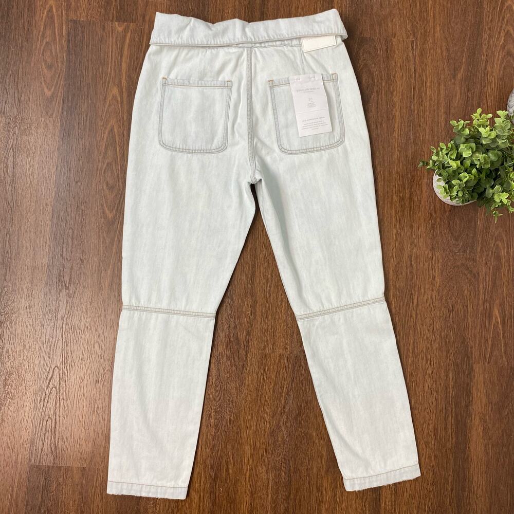 Jonathan Simkhai Organic Light Blue Henley Tie Waist Straight Leg Jeans Sz 30 - Picture 7 of 12